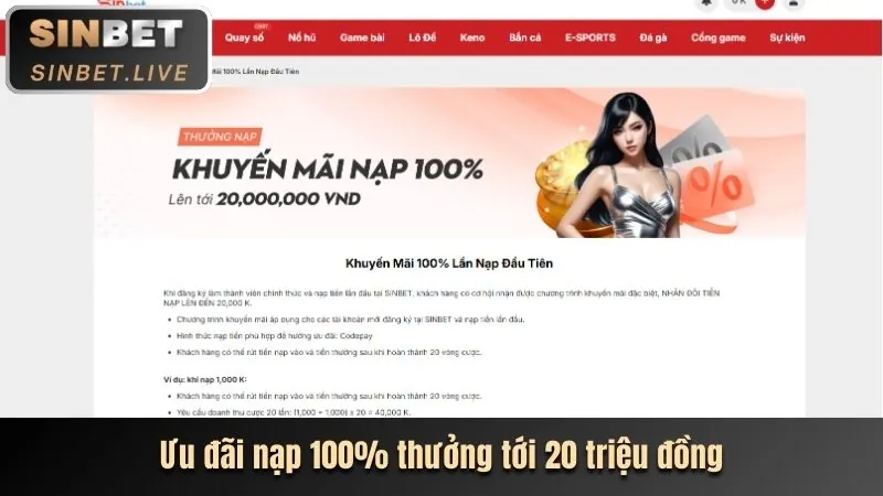 Ưu đãi nạp lần đầu lên đến 100% tại tải SHBET65